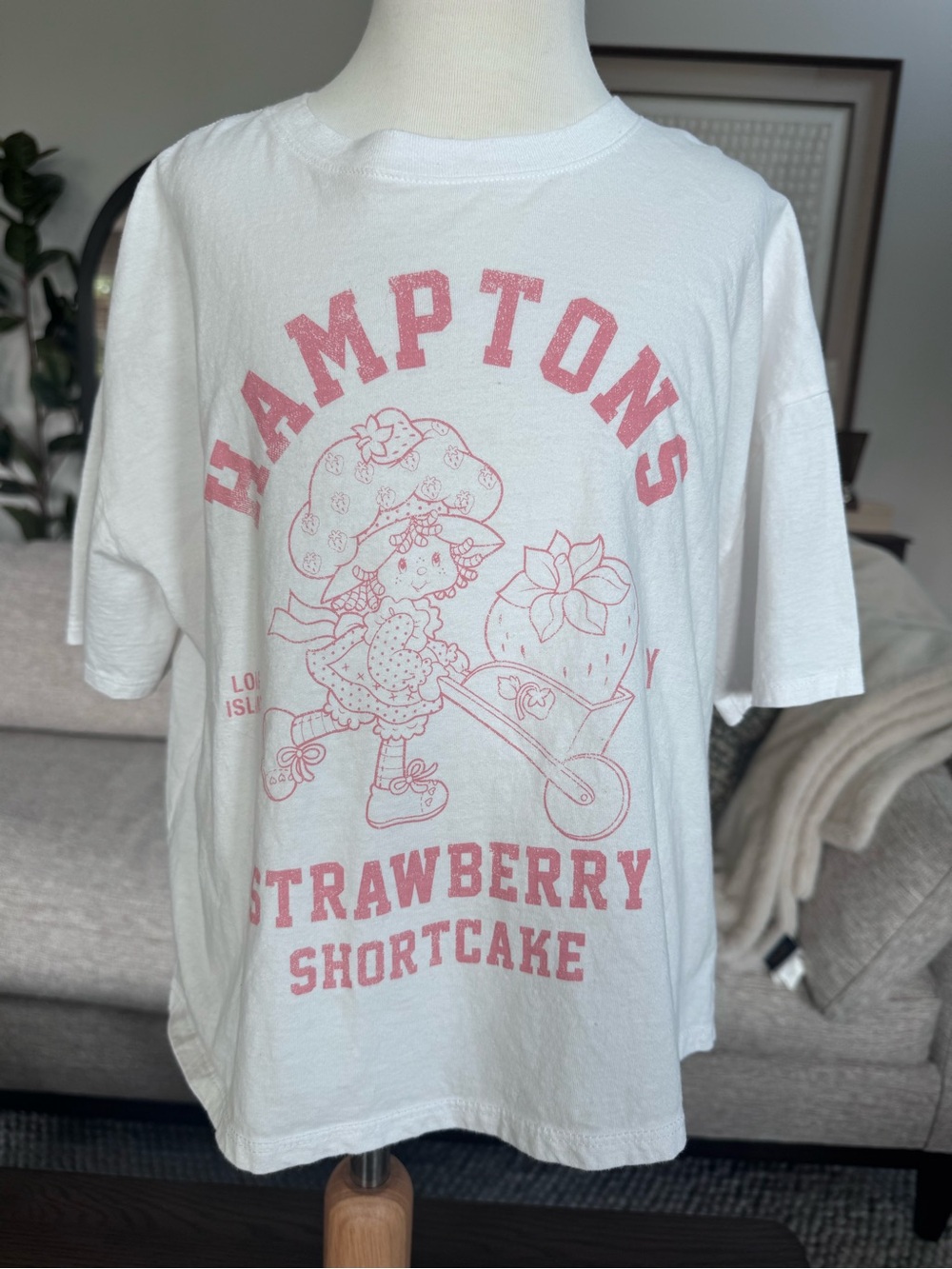 NWOT Girls Youth XL White Tee with Pink Strawberry Shortcake Graphic